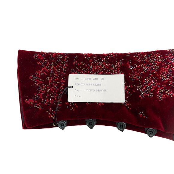 Dries van Noten Red Velvet Beaded Sleeves - Picture 5 of 6